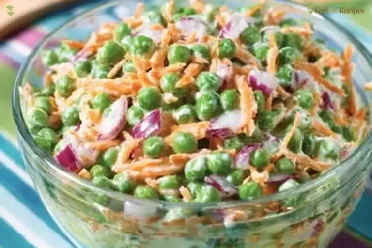 Easy English Pea Salad with fresh peas, herbs, and a light dressing