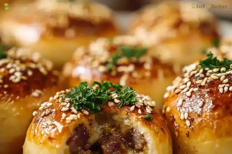 Delicious Garlic Parmesan Cheeseburger Bombs with juicy beef and garlic flavor