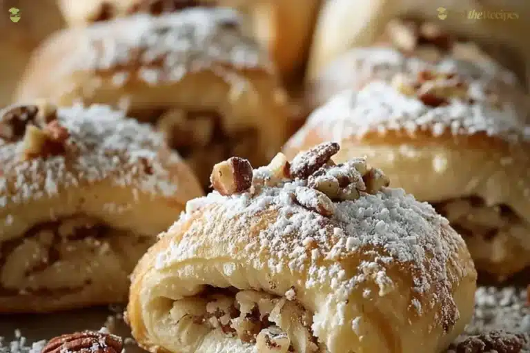 Plate of delicious Italian Nut Roll Cookies garnished with nuts