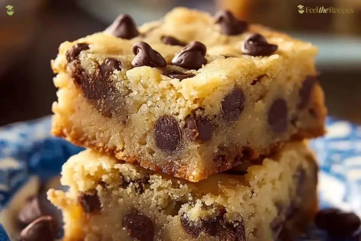 Delicious melt-in-your-mouth chocolate chip cookie bars ready to be enjoyed