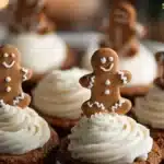 No-Bake Gingerbread Cheesecake Cups topped with whipped cream and spices