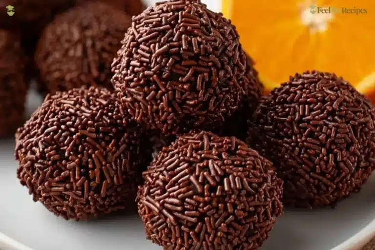 Delicious orange chocolate Christmas truffles displayed on a festive plate