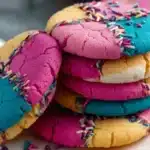 Sally's Nightmare Before Christmas cookies decorated in festive colors