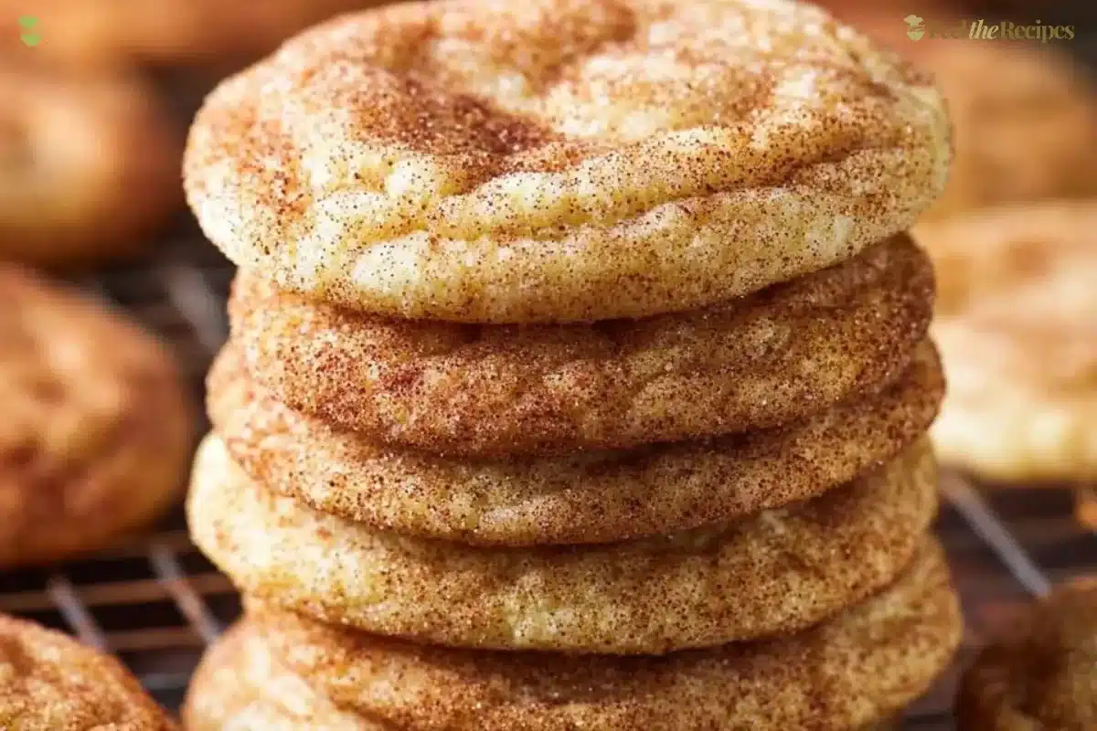Freshly baked snickerdoodle cookies sprinkled with cinnamon sugar