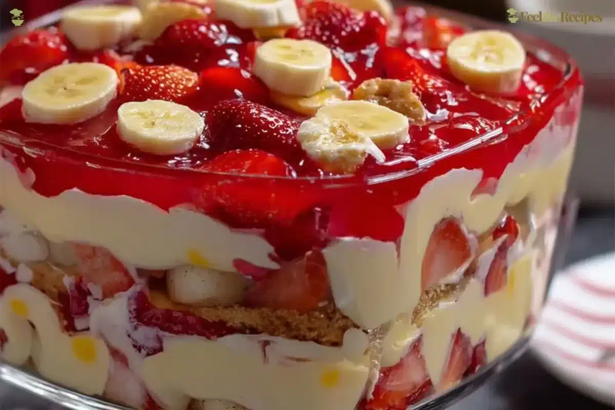 Delicious strawberry banana pudding served in a dessert bowl