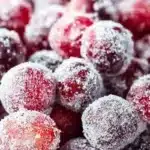 Two ingredient sugared cranberries for festive recipes and garnishes