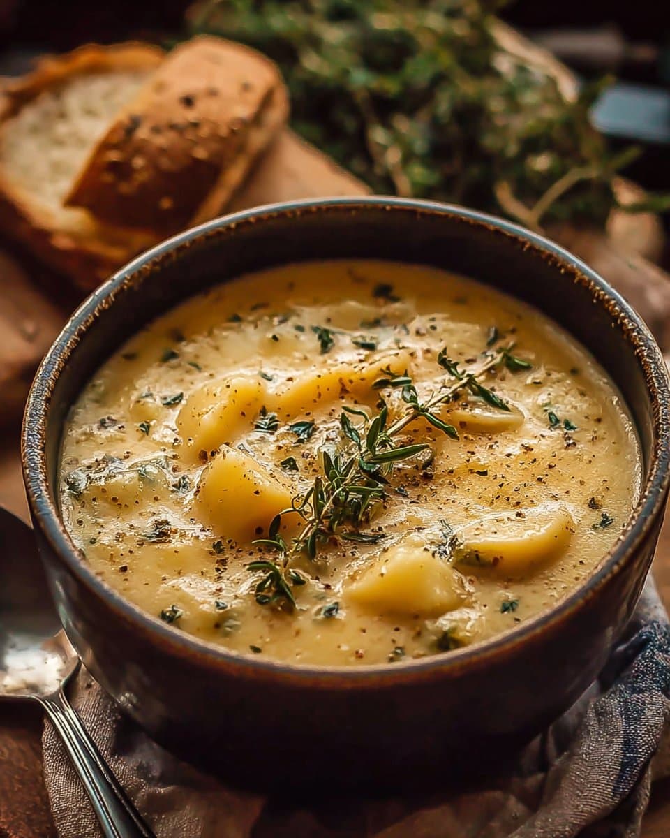 Hearty Cheddar Garlic Herb Potato Soup Recipe