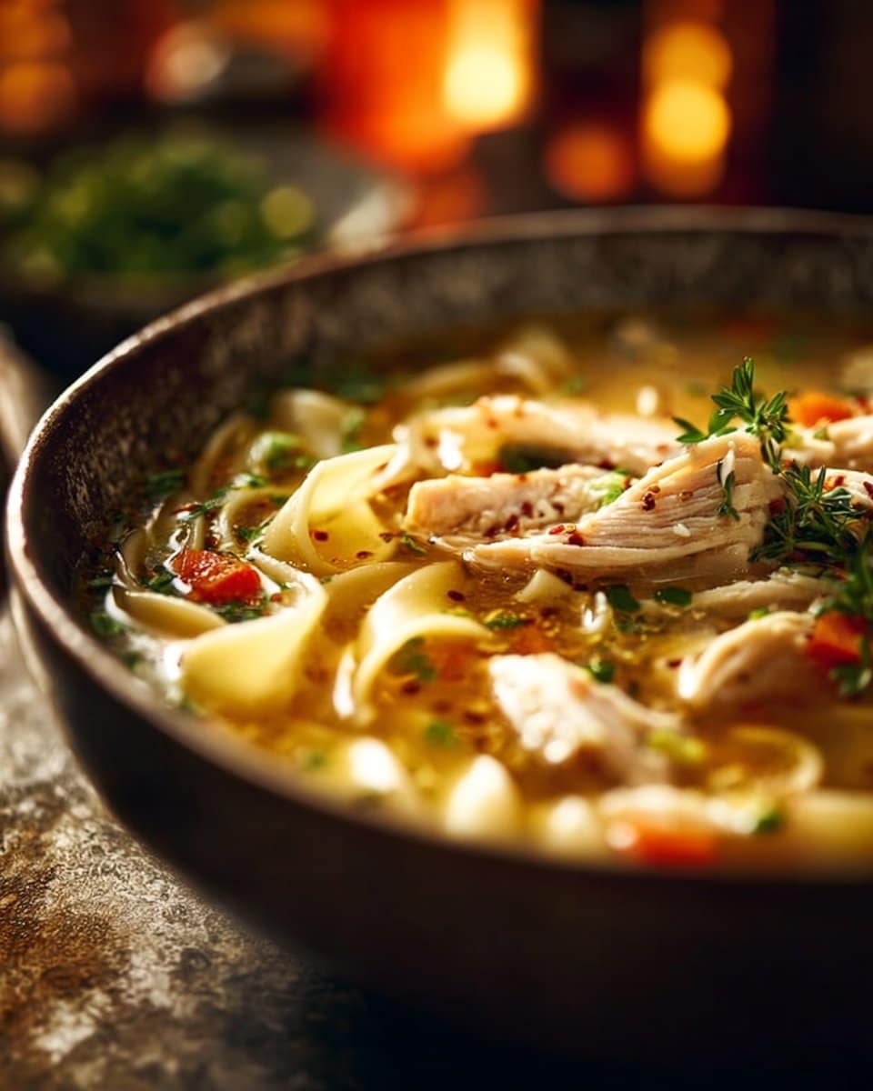 Classic Ginger Garlic Chicken Noodle Soup