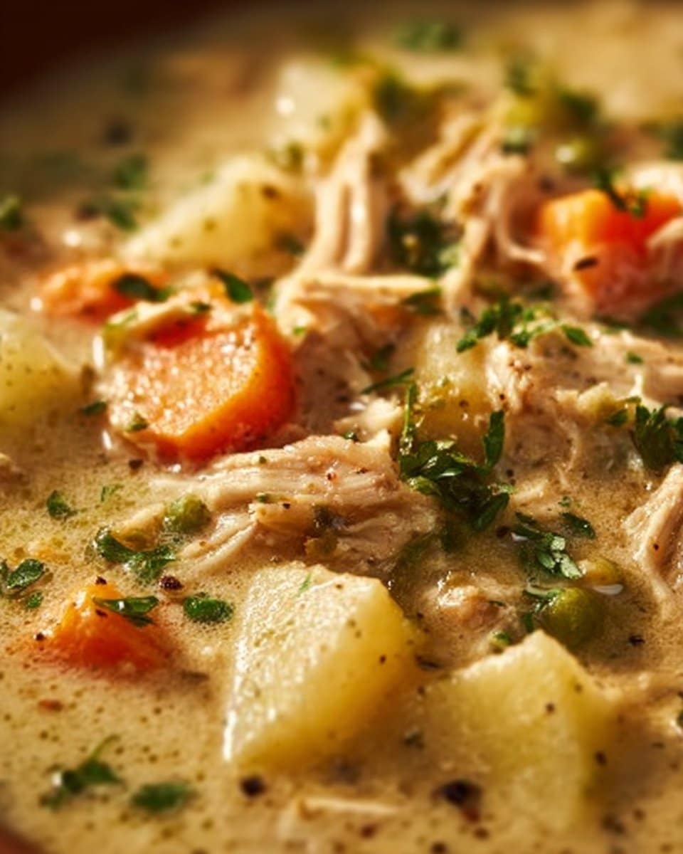 High Protein Chicken Pot Pie Soup