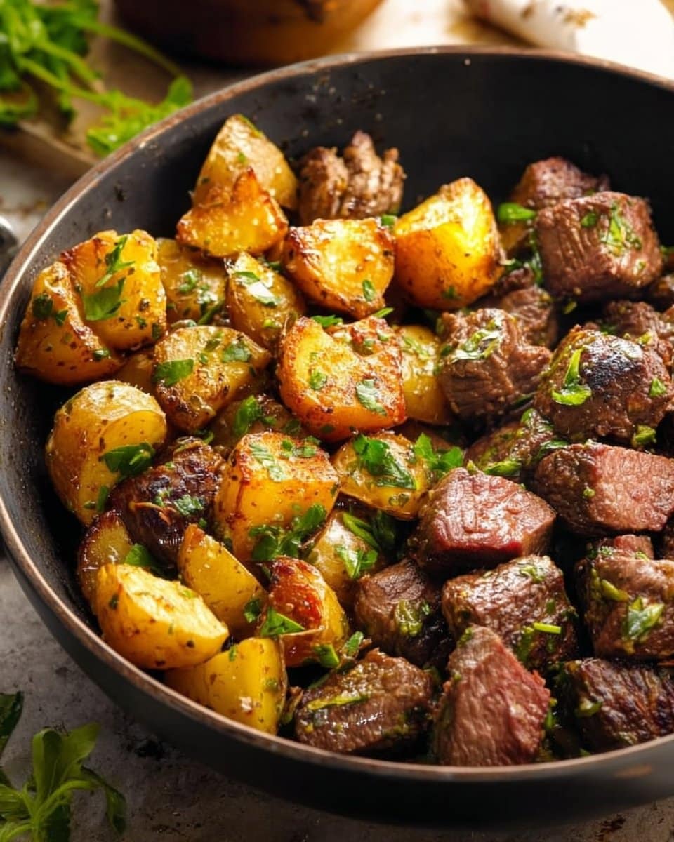 Garlic Butter Steak Bites and Potatoes