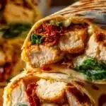 Air Fryer Chicken & Mozzarella Wraps served on a plate, showcasing a delicious meal.