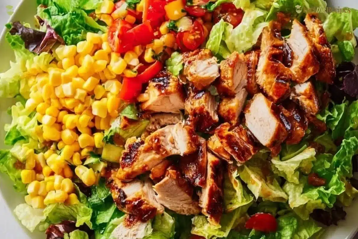 BBQ Chicken Chopped Salad with grilled chicken, fresh veggies, and BBQ dressing