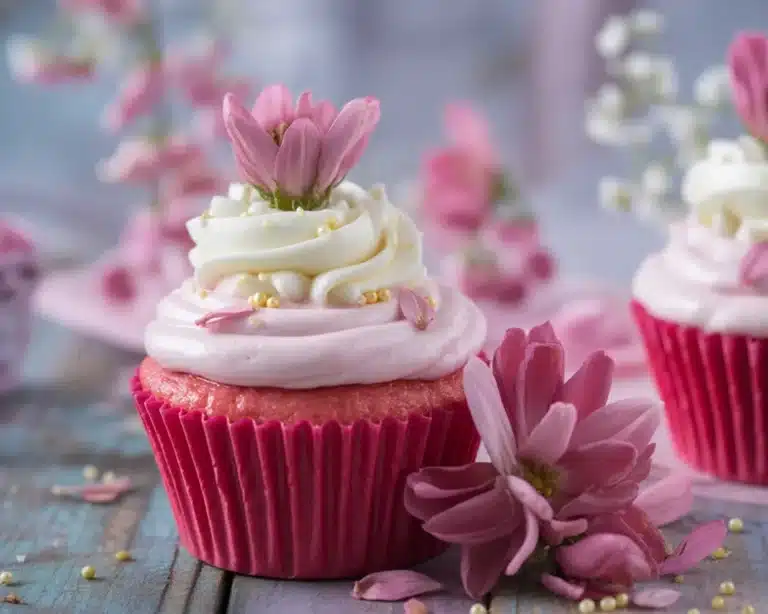 A selection of vibrant raspberry desserts including cupcakes and clafoutis.
