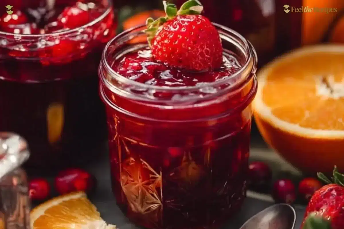 Homemade Christmas Jam for Canning in festive jars