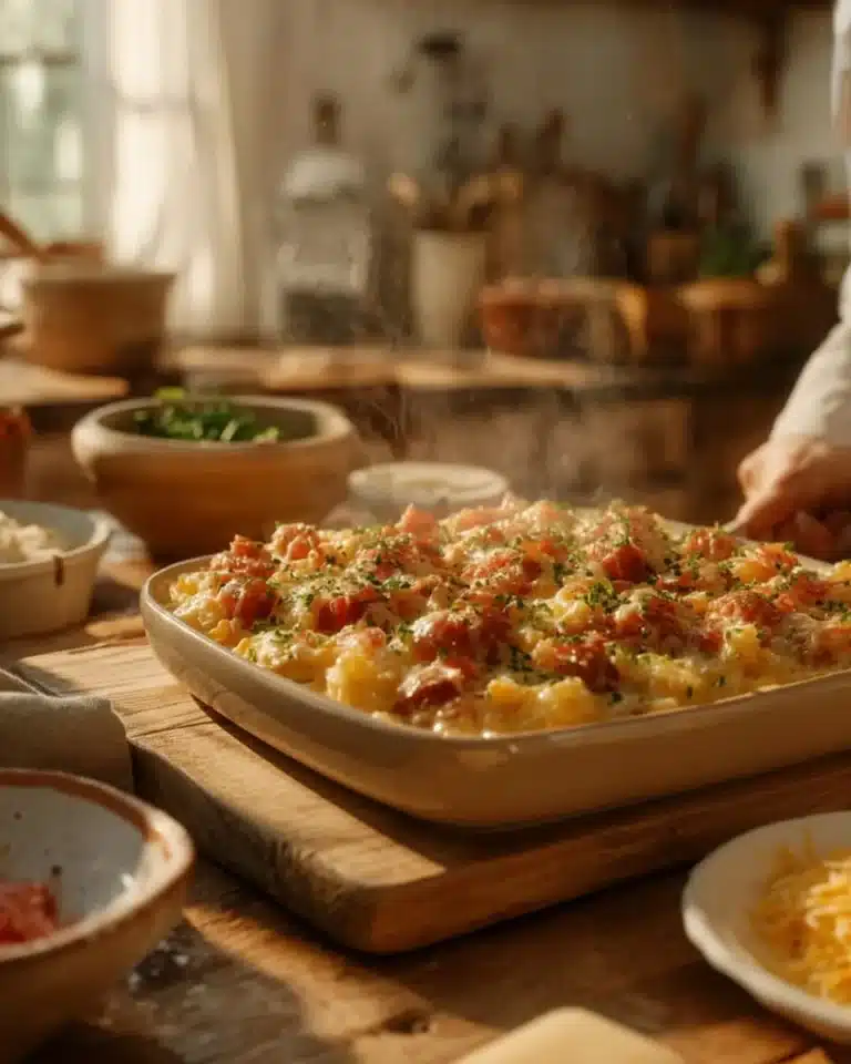 Delicious Crazy Good Casserole fresh out of the oven, ready to serve