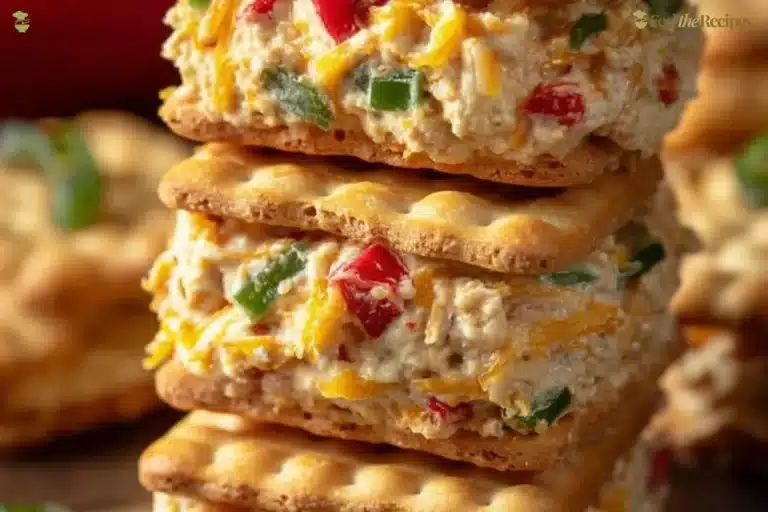 Creamy cheddar herb Ritz cracker sandwiches with fresh herbs and cheese