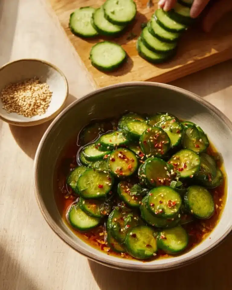 Easy Asian cucumber salad with vegetables in a bowl