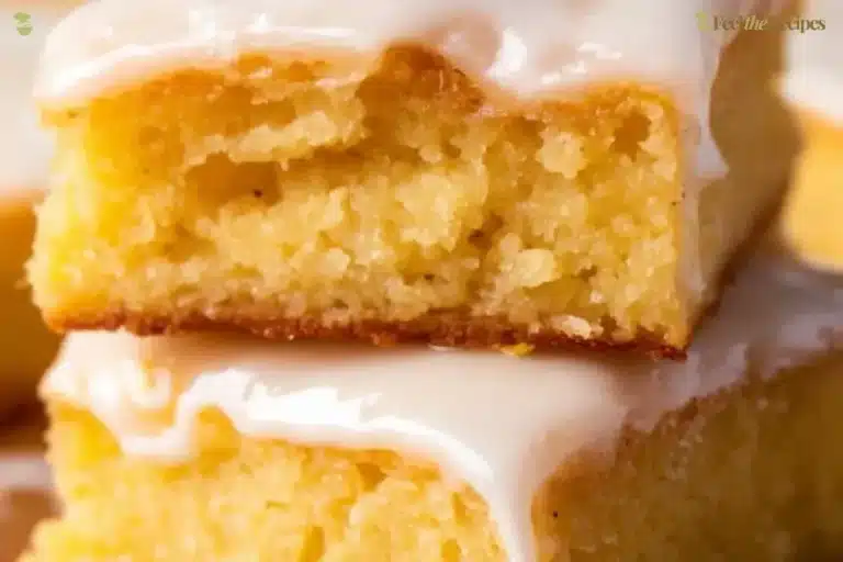 Delicious batch of homemade Lemon Brownies (Lemonies) on a plate.