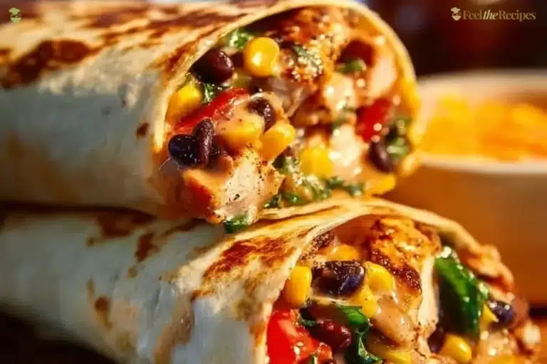 A savory Southwest Chicken Wrap filled with grilled chicken, veggies, and spices.