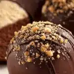 Delicious homemade tiramisu truffles drizzled with chocolate