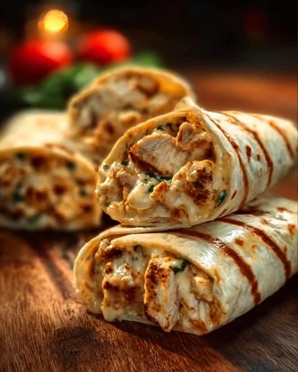 Cheesy Chicken Garlic Wraps