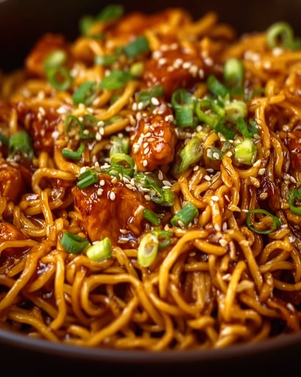 Sticky Garlic Chicken Noodles Recipe