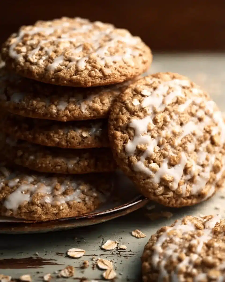 Brown Butter Iced Oatmeal Cookies
