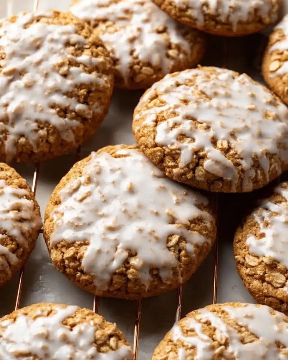 Brown Butter Iced Oatmeal Cookies