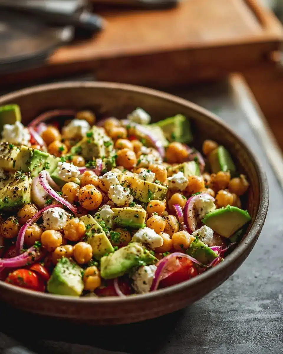 Chickpea Feta Avocado Salad