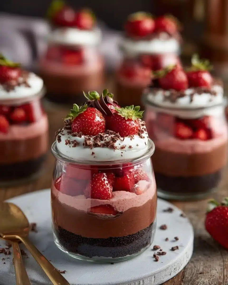 Chocolate Strawberry Mousse Cake Parfaits