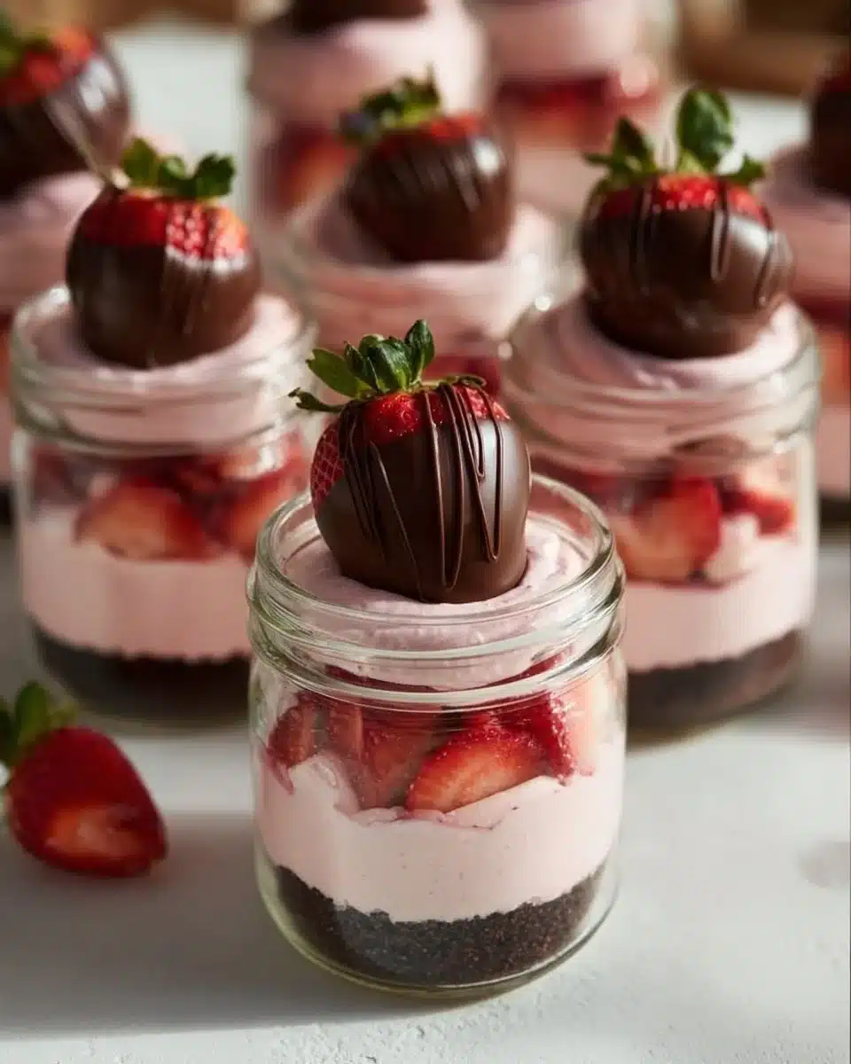 Chocolate Strawberry Mousse Cake Parfaits