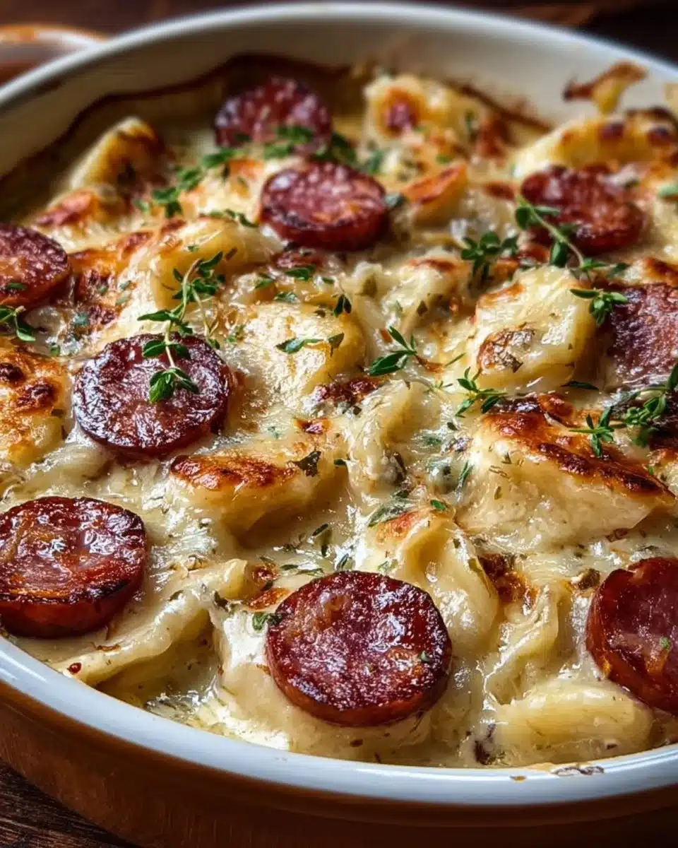 Classic Crockpot Pierogi Casserole with Kielbasa - loudasrecipes