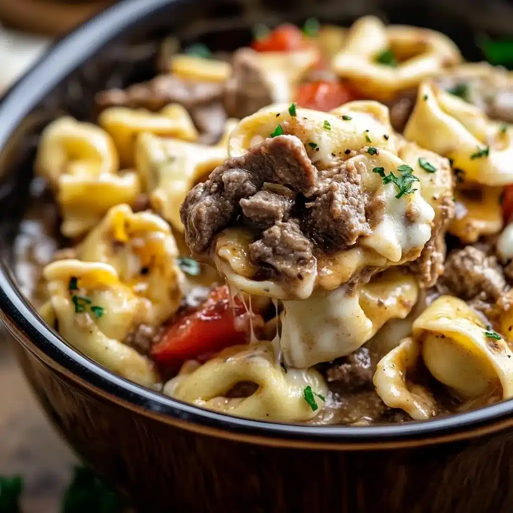 Crock Pot Cheesesteak Tortellini