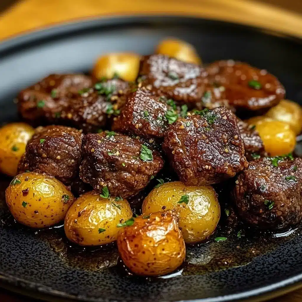 Crockpot Garlic Butter Beef Bites with Potatoes