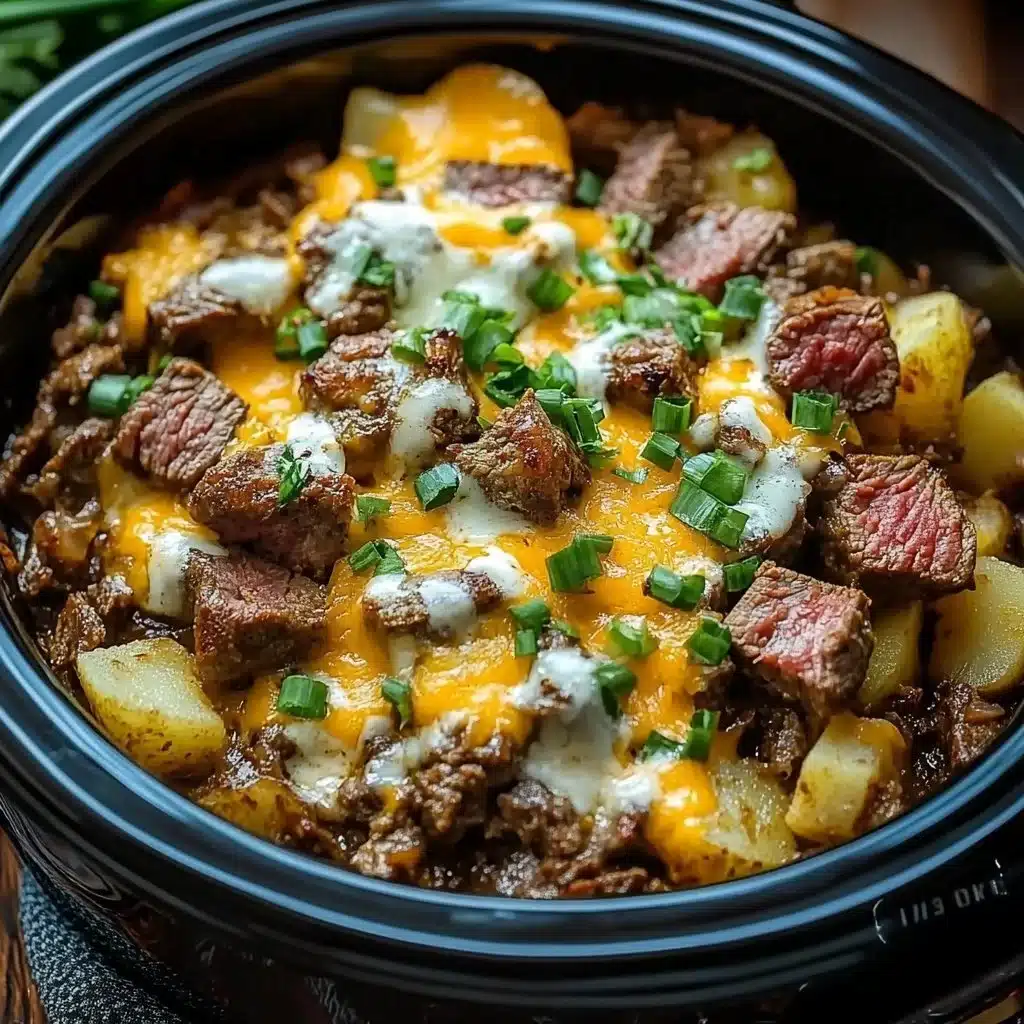 Crockpot Loaded Steak and Potato Bake