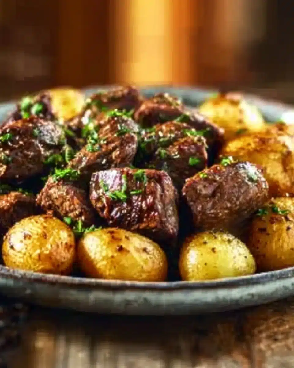 Garlic Butter Beef Bites with Potatoes