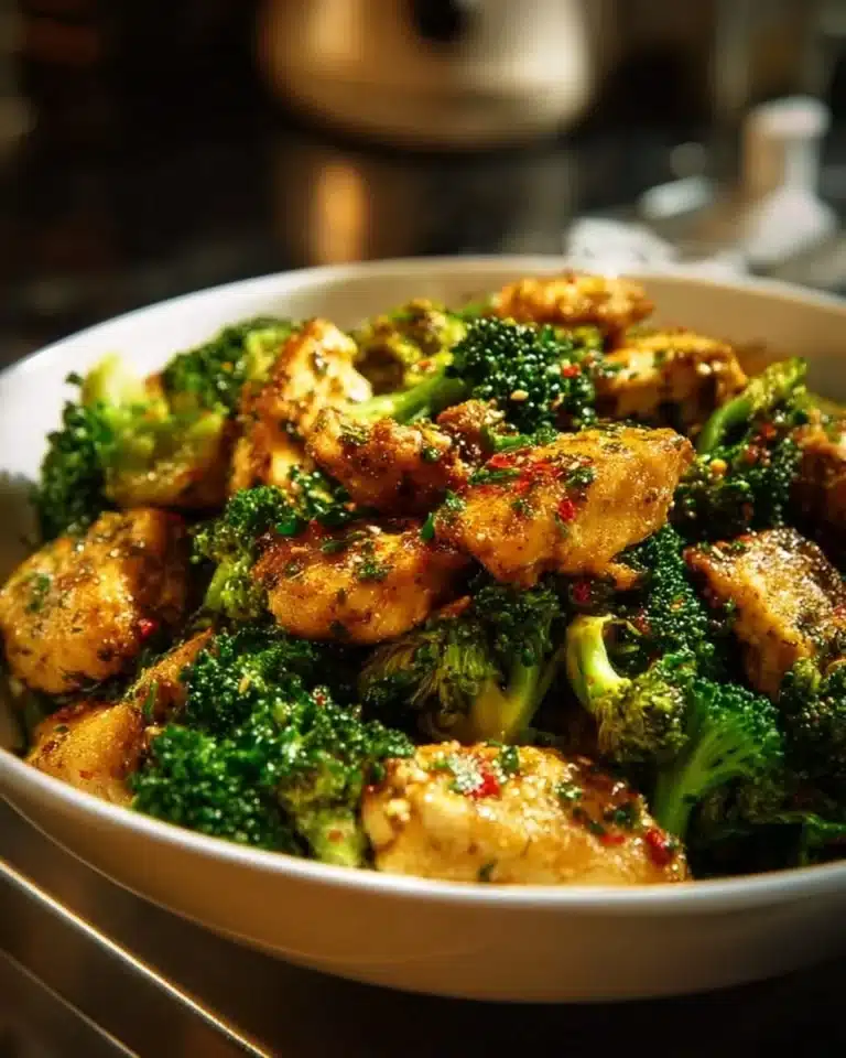 Garlic Butter Chicken with Broccoli ready to serve on a plate