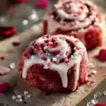 Red Velvet Valentine's Day Cinnamon Rolls fresh out of the oven.