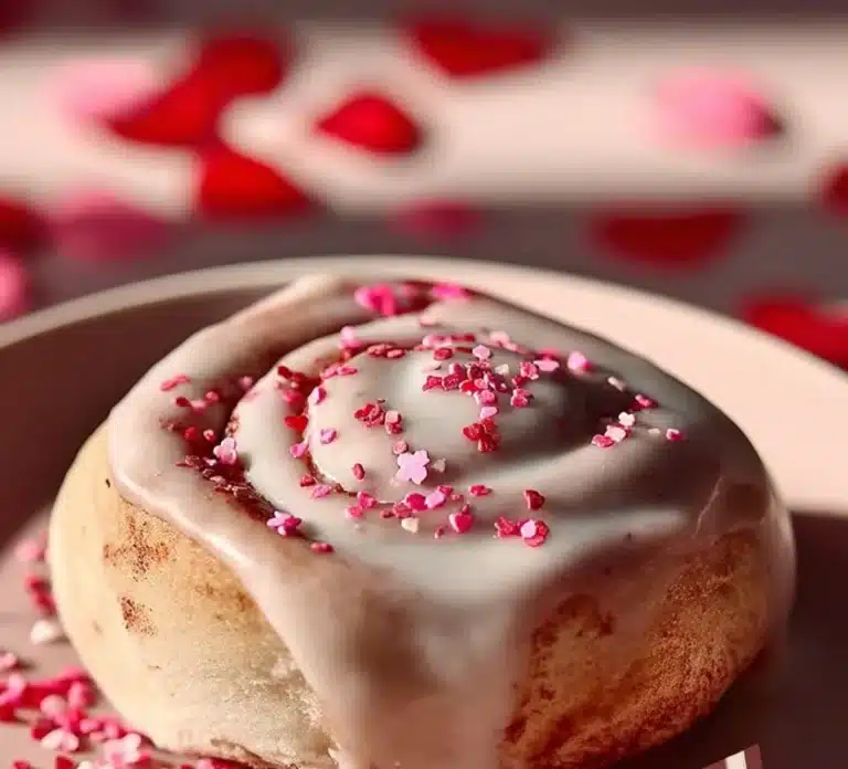 Delicious red velvet cinnamon rolls for Valentine's Day celebration
