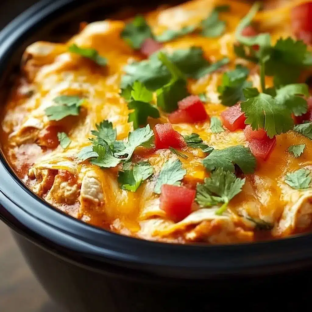 Simple Crockpot Chicken Enchilada Casserole