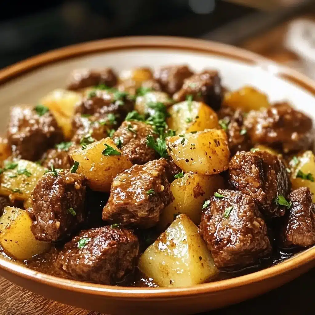 Slow Cooker Garlic Butter Beef Bites & Potatoes