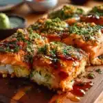 Delicious Spicy Salmon Sushi Bake fresh out of the oven