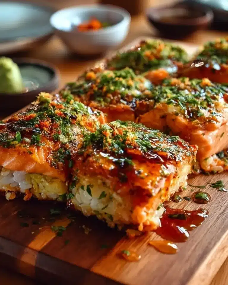 Delicious Spicy Salmon Sushi Bake fresh out of the oven