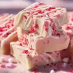 Delicious Valentine's Day sugar cookie fudge topped with sprinkles