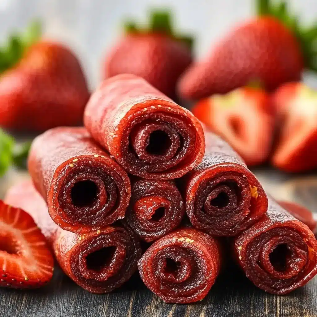 Homemade strawberry fruit roll-ups made with three simple ingredients