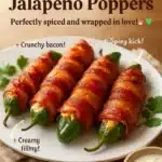 Bacon-wrapped jalapeño poppers on a plate, a tasty keto snack.