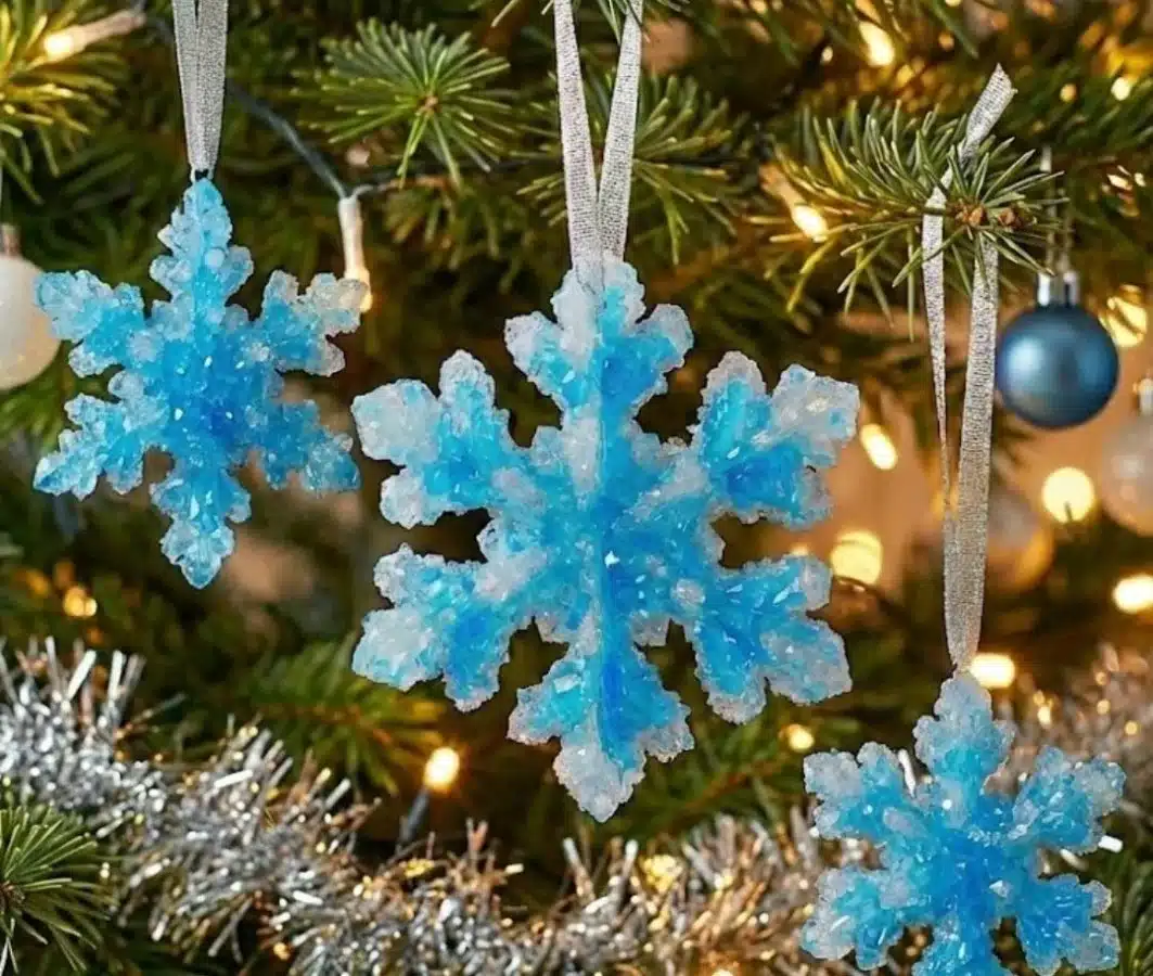 Baking Soda Growing Snowflake Ornaments