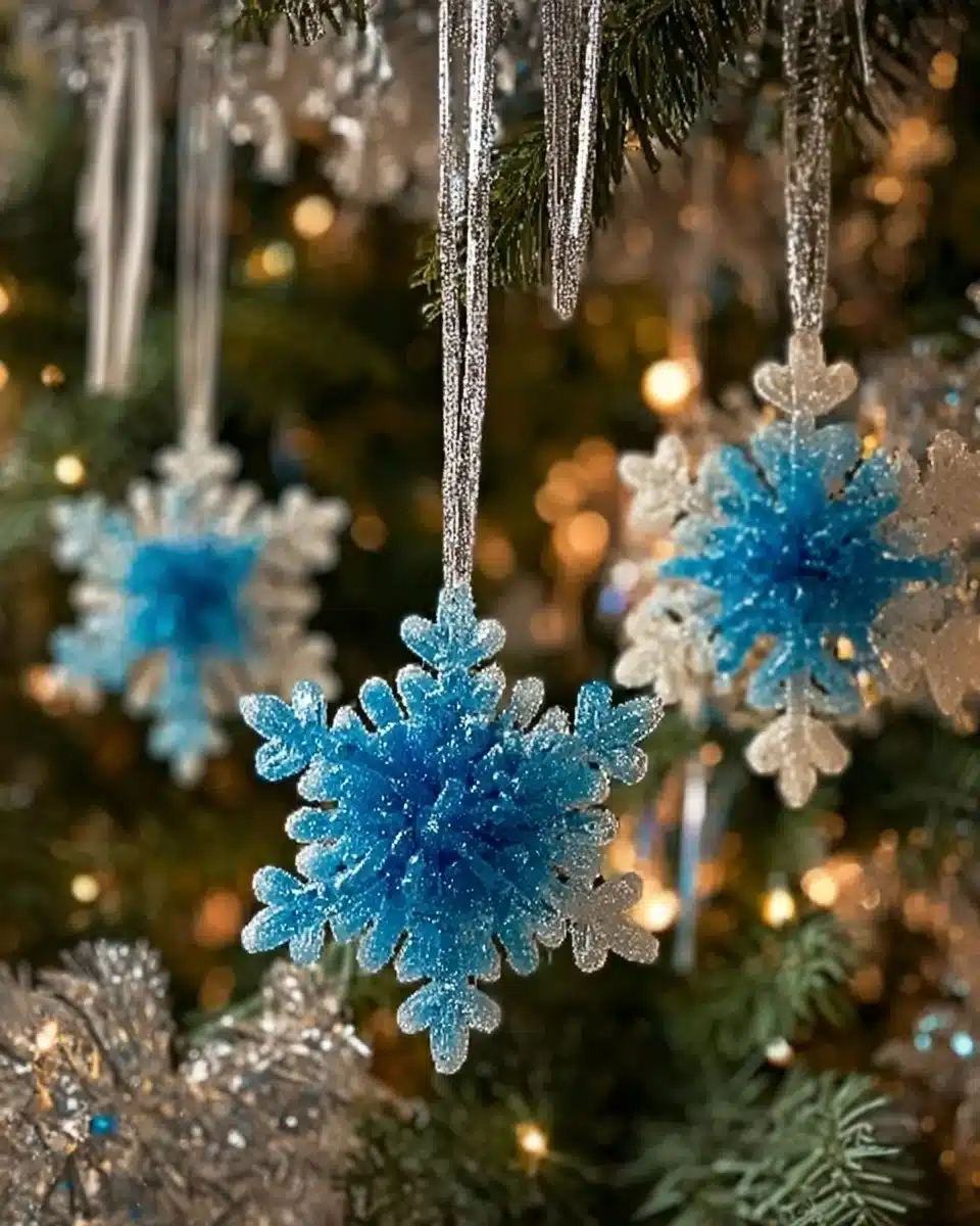 Baking Soda Growing Snowflake Ornaments