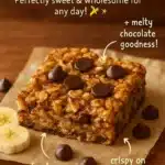 Healthy banana oatmeal bars made with ripe bananas and oats.