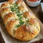 Cheesy stuffed garlic bread rolls baked to perfection, golden brown and fluffy.